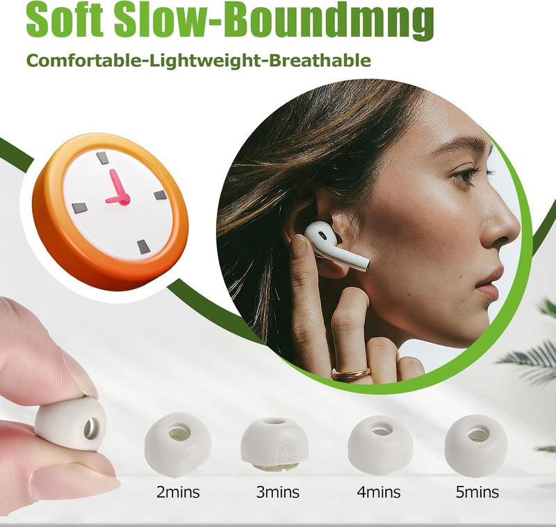 Vsagier 4 Pair Memory Foam Ear Tips for AirPods Pro 1st/2nd Gen – Enhanced Comfort, Noise Cancellation & Secure Fit with Storage Box & Cleaning Pen Foam Earbud Tips (Gray) - Image 3